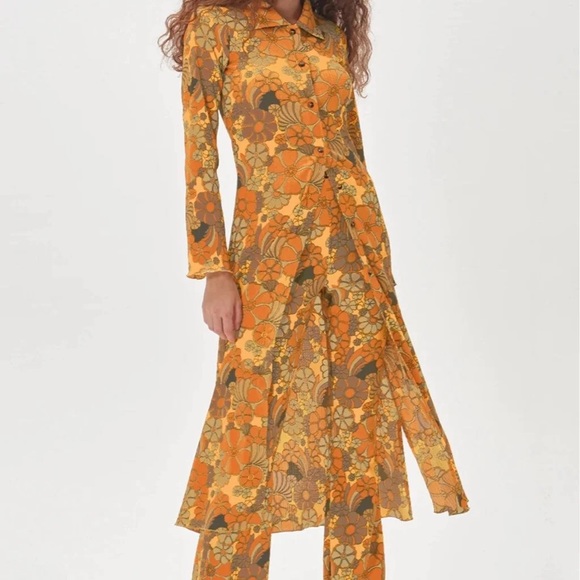 NWOT Urban Outfitters Damson Madder Dolly Psychedelic Maxi Dress Sz 2 / 4 Z81-4 - Picture 4 of 11